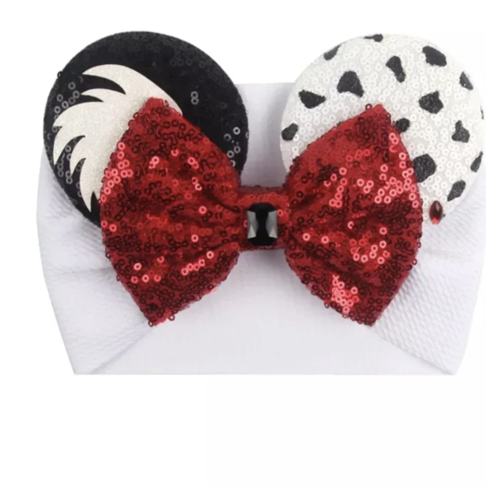 Dalmatian Ears Bow Headband Disney Birthday Dress outfit clothes Bow Cruella